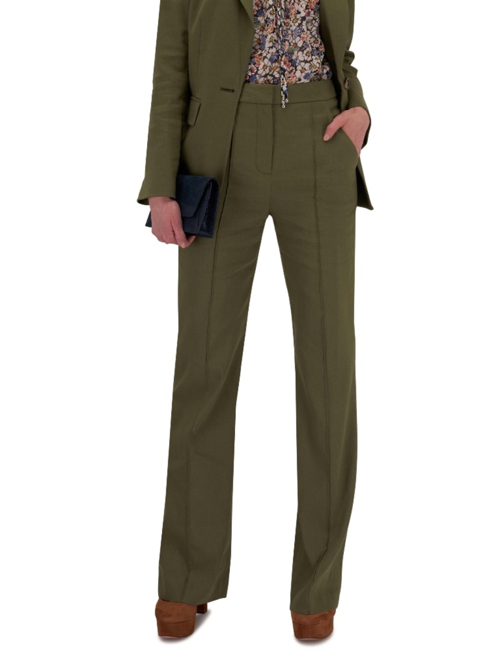 Veronica Beard - Noda Bright Army Linen Pant - size 00 - NWT - Picture 3 of 5